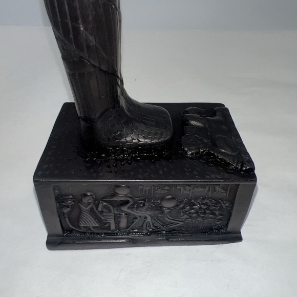 Large Black Egyptian Pharaoh Statue Resin Hieroglyph Decor Rare - Picture 5 of 16